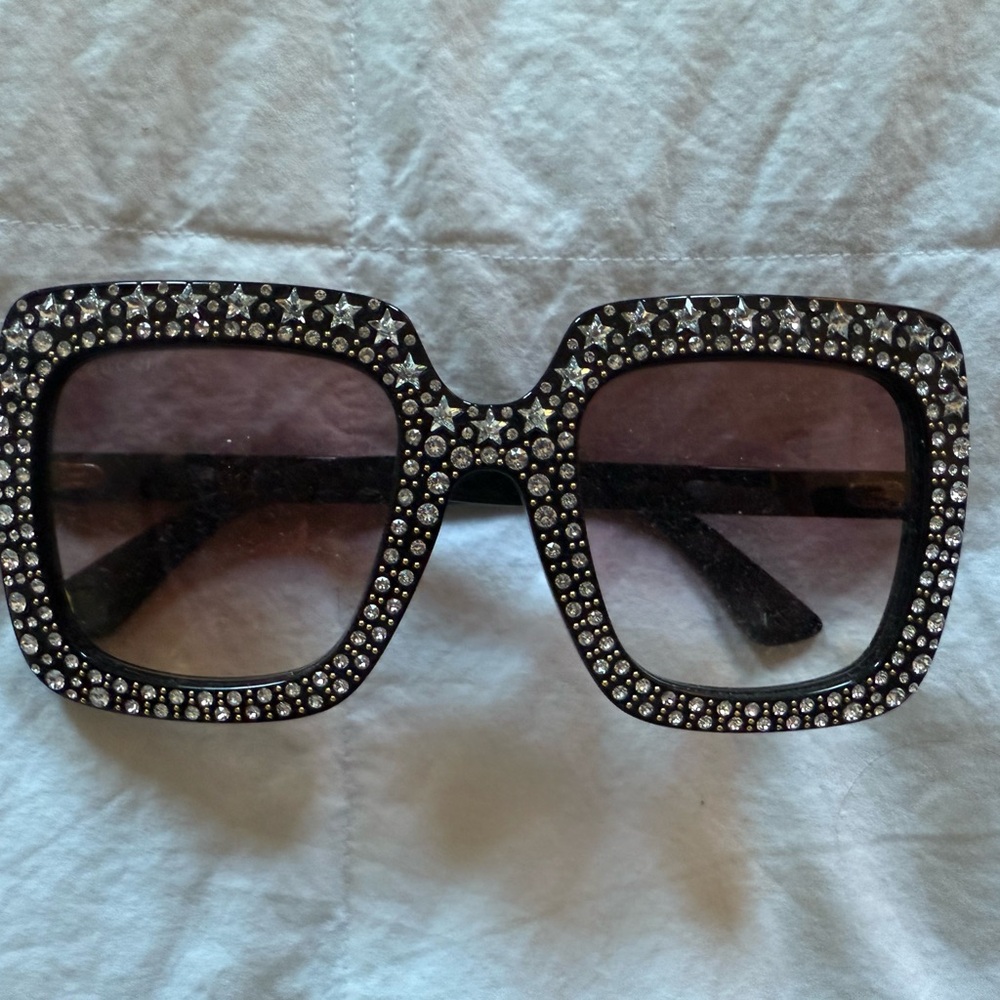 Gucci Star Rhinestones Black Frames Sunglasses